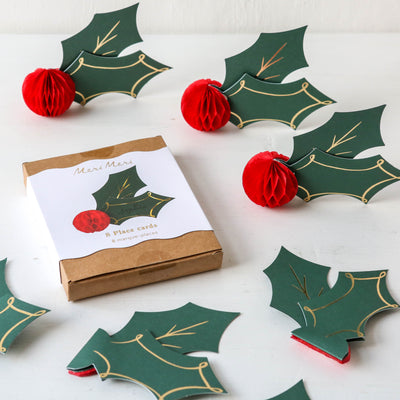Holly Honeycomb Place Cards by Meri Meri