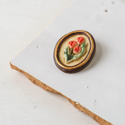 Gakubuchi Ceramic Flower Brooch - Tulip