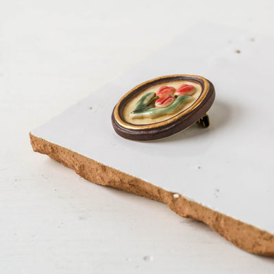 Gakubuchi Ceramic Flower Brooch - Tulip