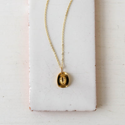 Cowgirl Hat Charm Necklace - Gold