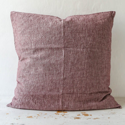 SALE Linen Chambray Cushion Cover - Aubergine