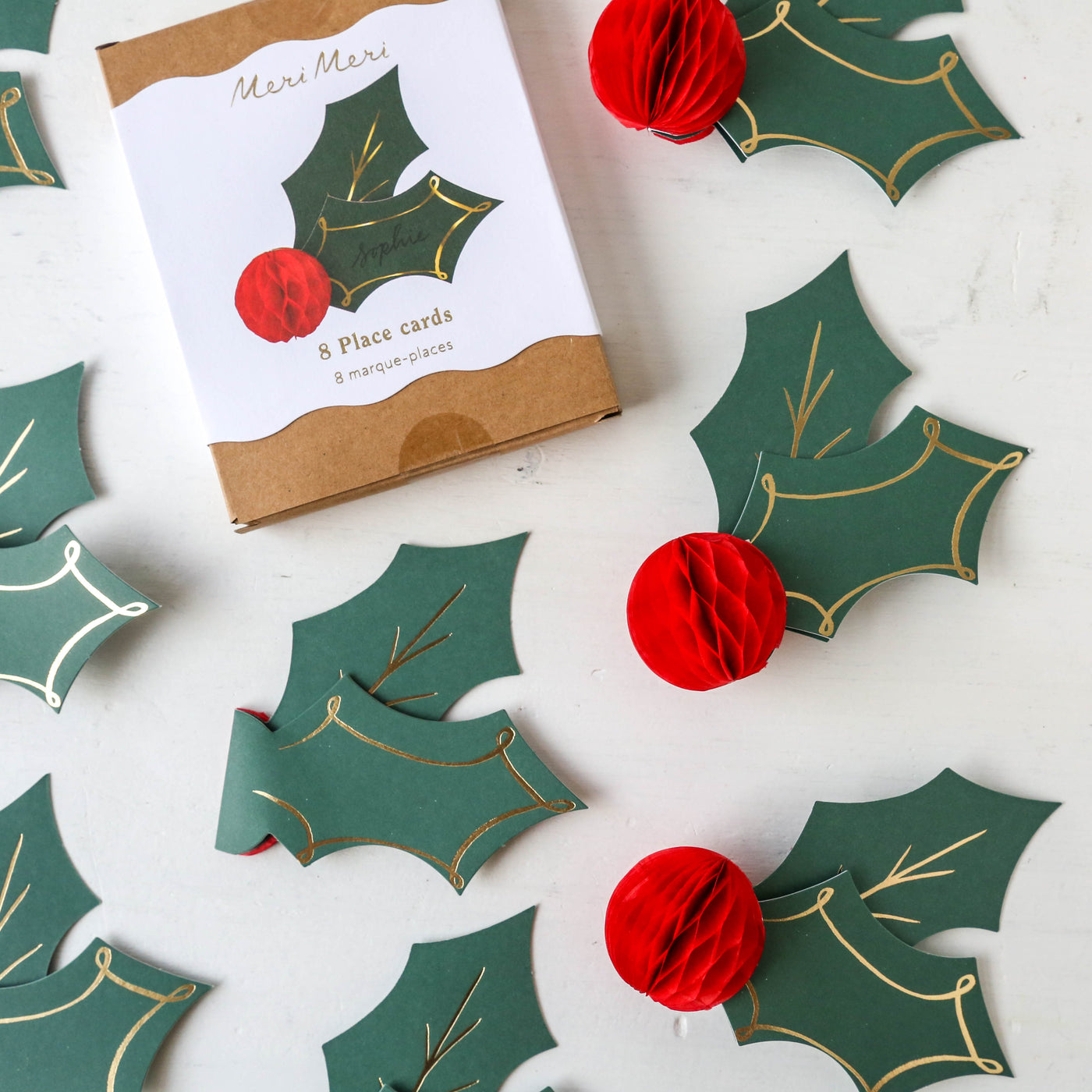Holly Honeycomb Place Cards - Pack of 8