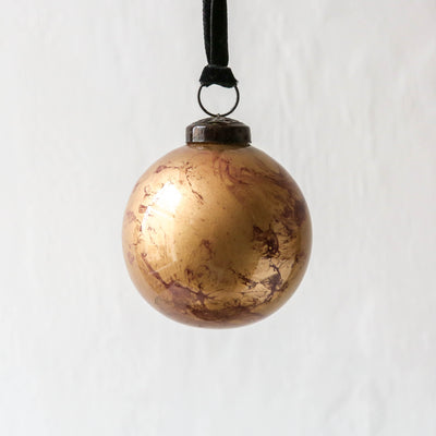 8cm Marbled Glass Bauble - Pink