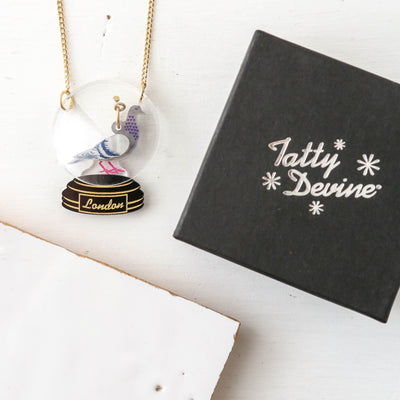 Pigeon Snow Globe Necklace