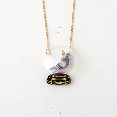 Pigeon Snow Globe Necklace