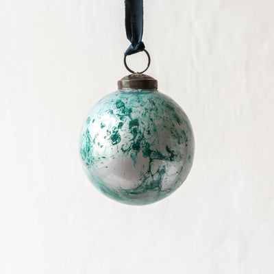 8cm Marbled Glass Bauble - Jade