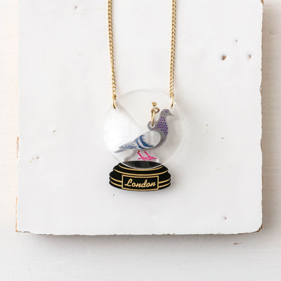 Pigeon Snow Globe Necklace
