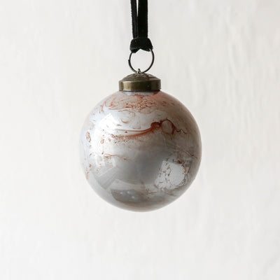 SALE 8cm Marbled Glass Bauble - Oxblood