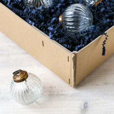 SALE 5cm Ribbed Glass Bauble - Clear