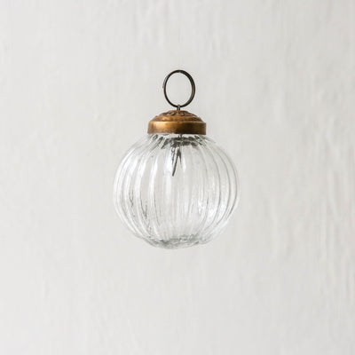 SALE 5cm Ribbed Glass Bauble - Clear