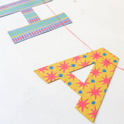 Happy Birthday Sewn Paper Garland - Brights