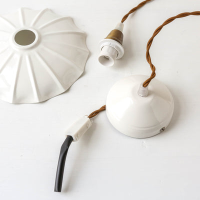Fluted Pendant Lamp 'Gustav' - White