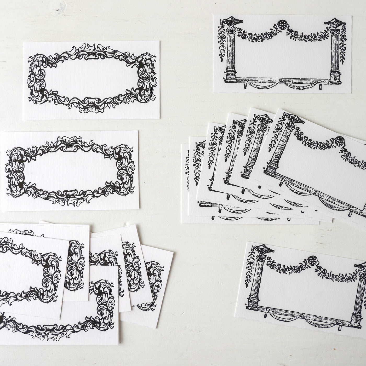 Antique Scroll Place Cards or Book Plates - Set of 8
