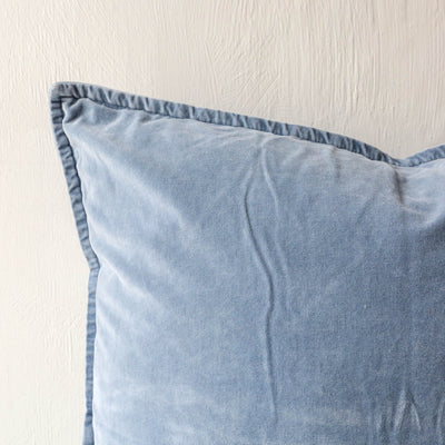 Cotton Velvet Cushion Cover - Cornflower