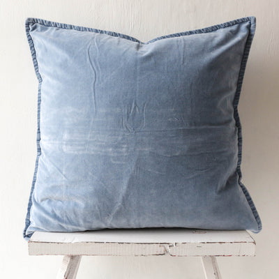 Cotton Velvet Cushion Cover - Cornflower
