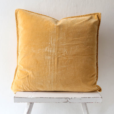 Cotton Velvet Cushion Cover - Harvest Yellow