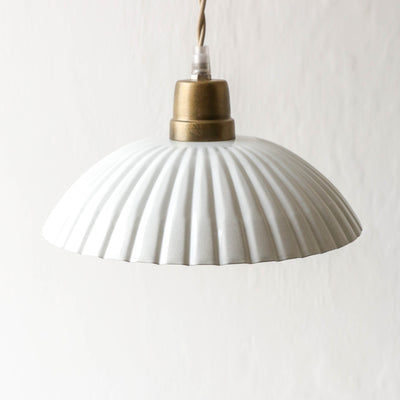 Large Scalloped Pendant Lamp 'Ingrid' - Antique White