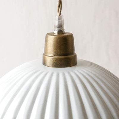 Large Scalloped Pendant Lamp 'Ingrid' - Antique White