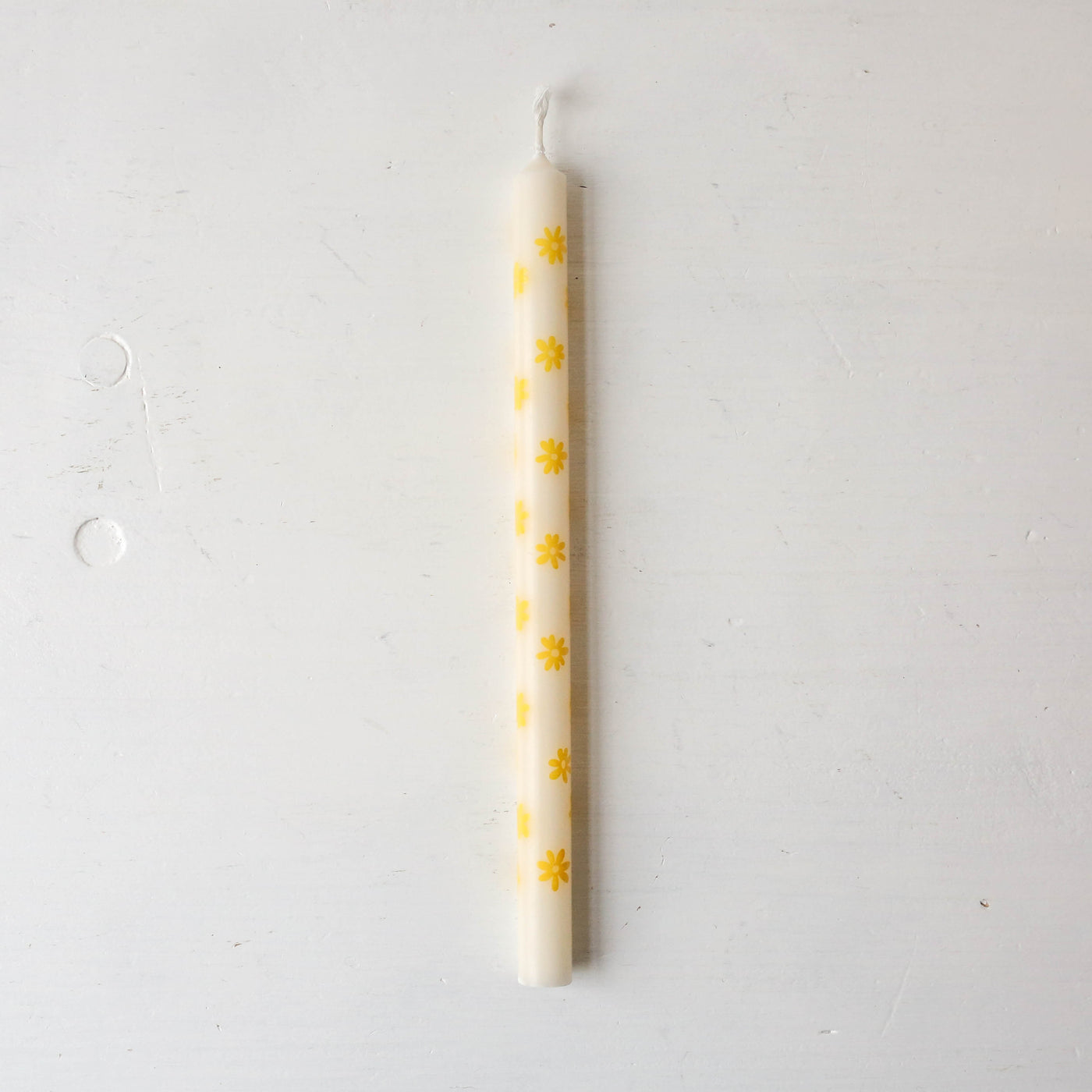 Tall Taper Candle - Yellow Flower