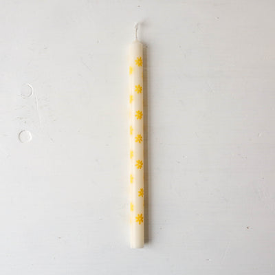 Tall Taper Candle - Yellow Flower
