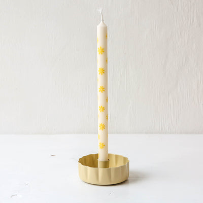 Tall Taper Candle - Yellow Flower