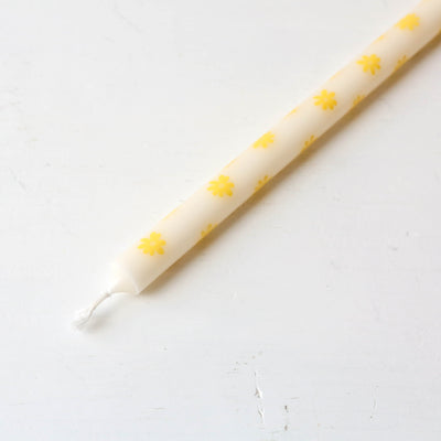 Tall Taper Candle - Yellow Flower