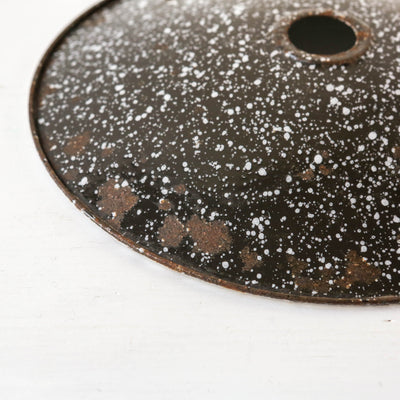 Vintage Enamel Industial Factory Lampshade - Black & White
