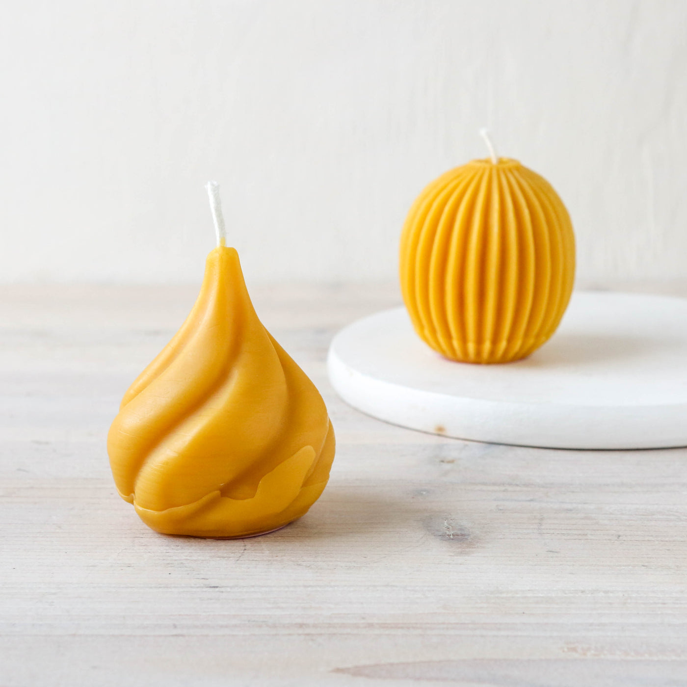 Segmented Sphere Pure Beeswax Candle