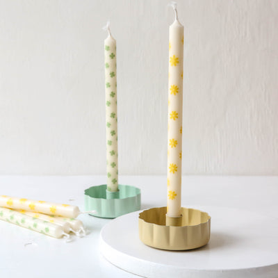 Tall Taper Candle - Yellow Flower