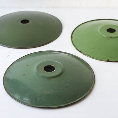 Vintage Enamel Industrial Factory Lampshade - Green