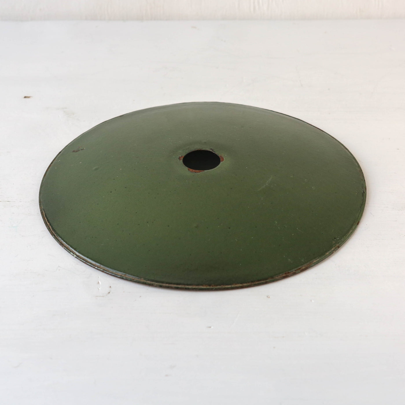 Vintage Enamel Industrial Factory Lampshade - Green
