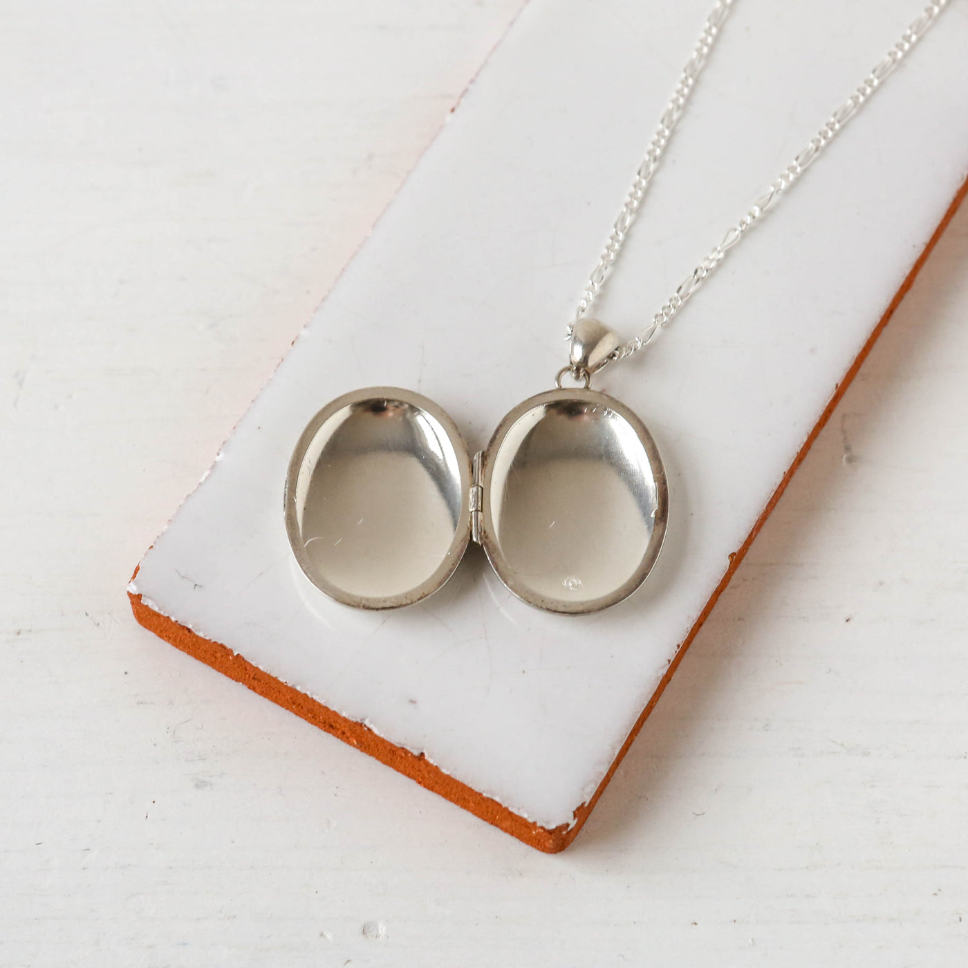 Large Vintage Silver Locket - Oval Plain