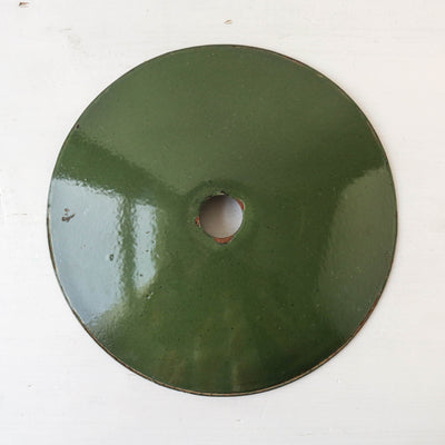 Vintage Enamel Industrial Factory Lampshade - Green