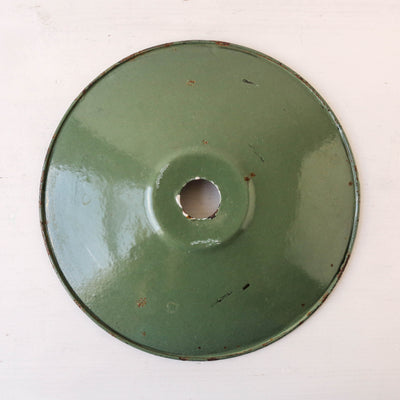 Vintage Enamel Industrial Factory Lampshade - Green