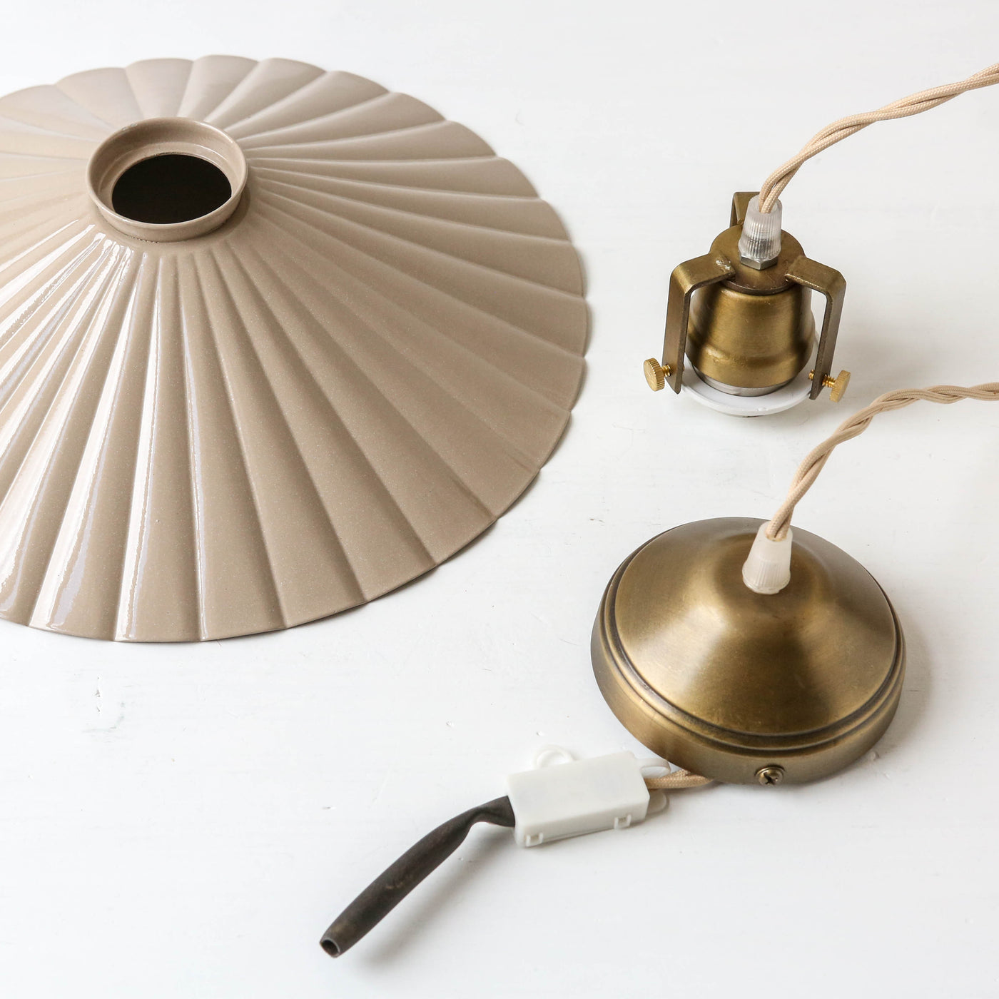 Fluted Pendant Lamp 'Anita' - Beige