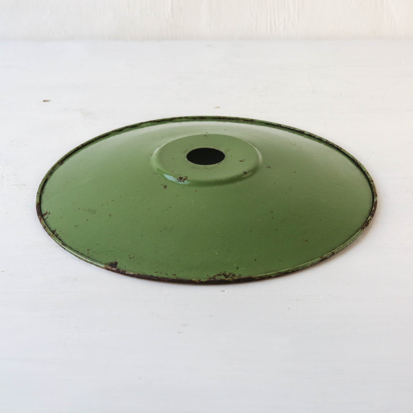Vintage Enamel Industrial Factory Lampshade - Green