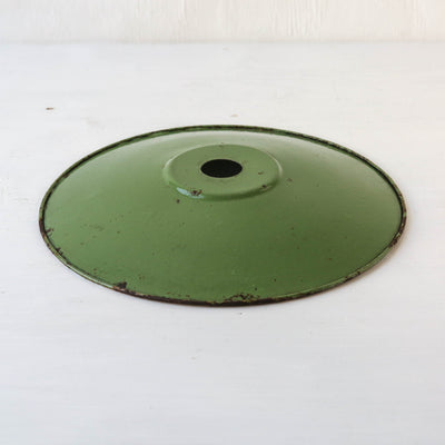 Vintage Enamel Industrial Factory Lampshade - Green