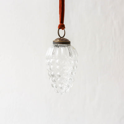 8cm Glass Fir Cone Decoration - Clear