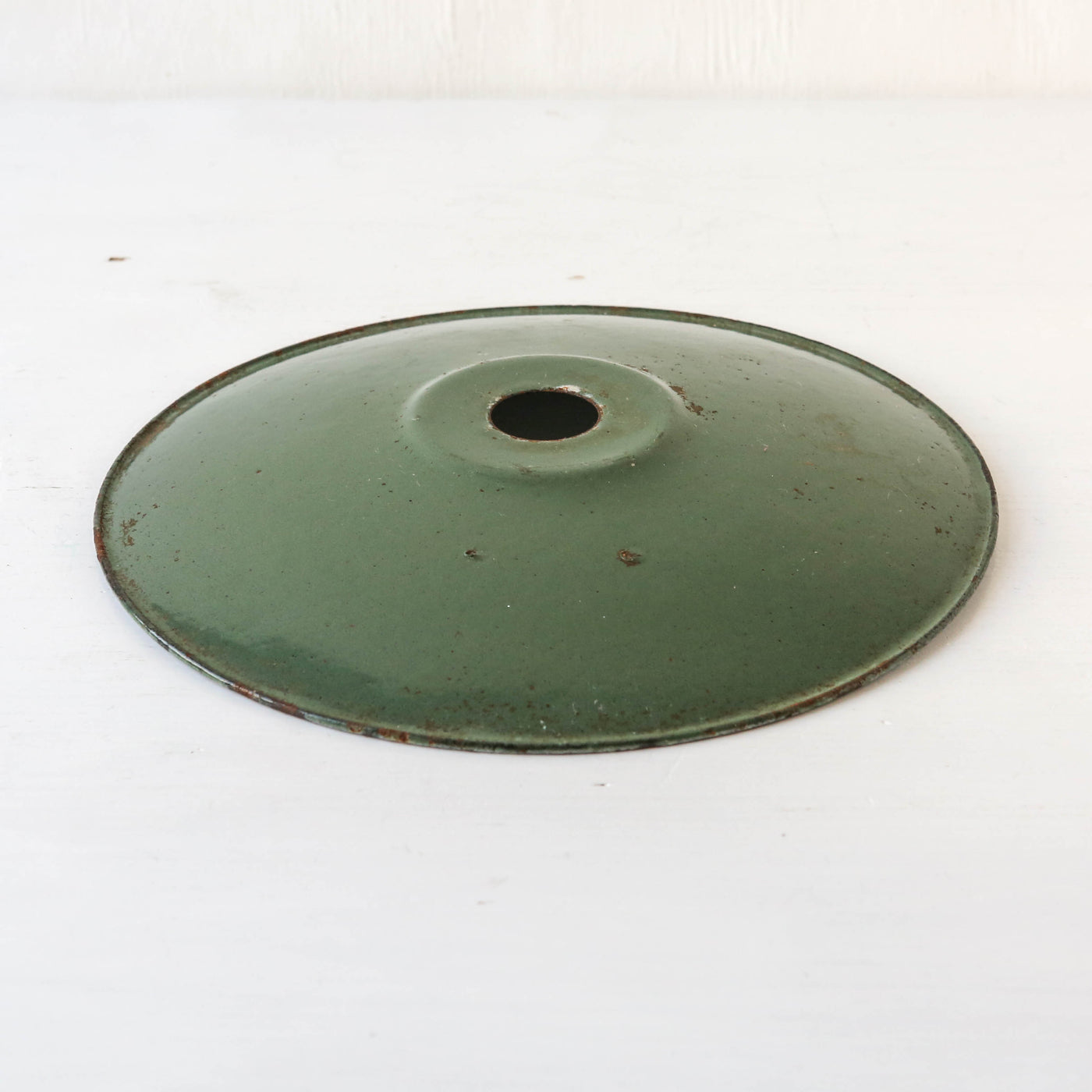Vintage Enamel Industrial Factory Lampshade - Green