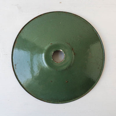 Vintage Enamel Industrial Factory Lampshade - Green