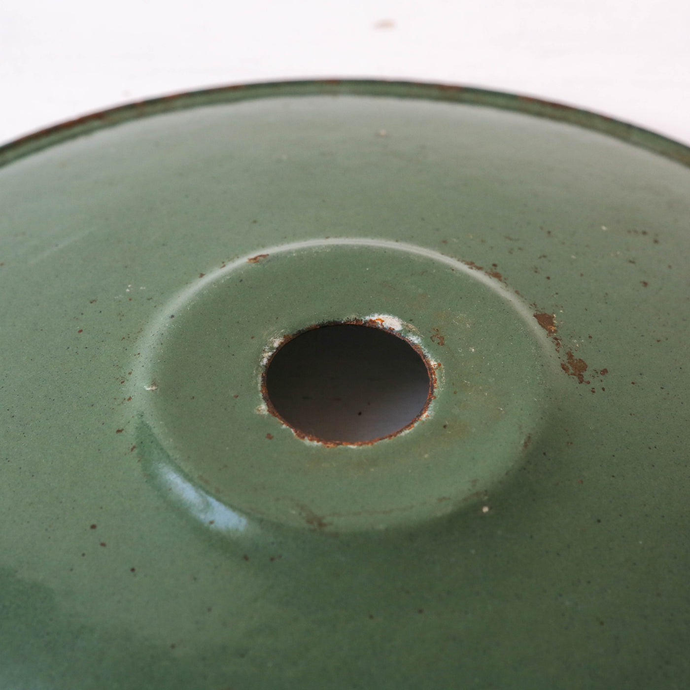 Vintage Enamel Industrial Factory Lampshade - Green