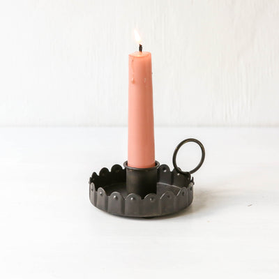 Lace Edged Candle Holder - Antique Black