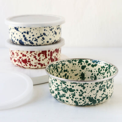 Splatter Enamel Food Storage Bowl