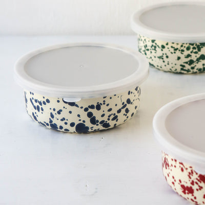 Splatter Enamel Food Storage Bowl