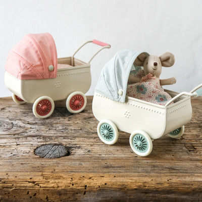 Maileg Pram with Baby Mouse - Mint