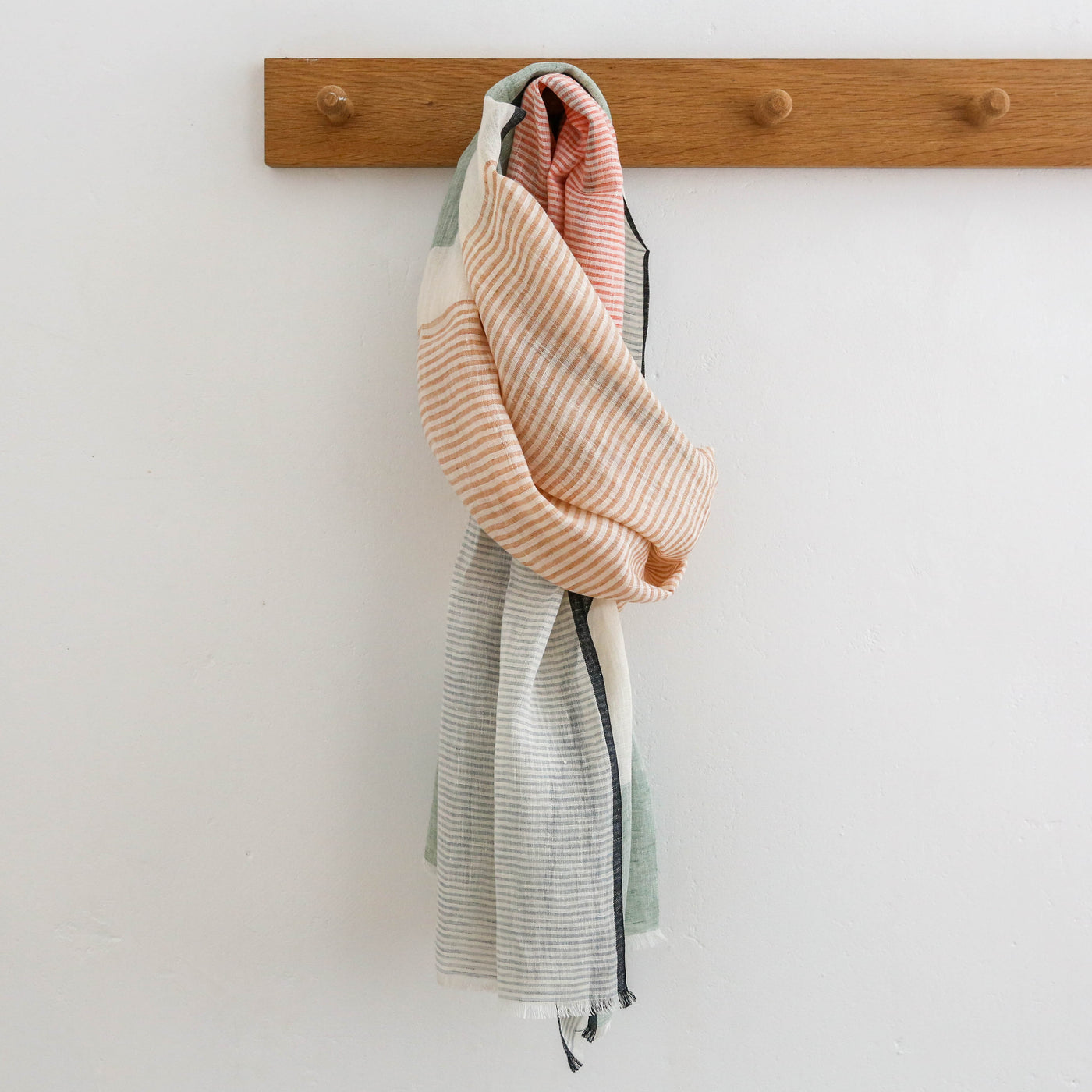 Linen Scarf - Pastel Multi Stripe