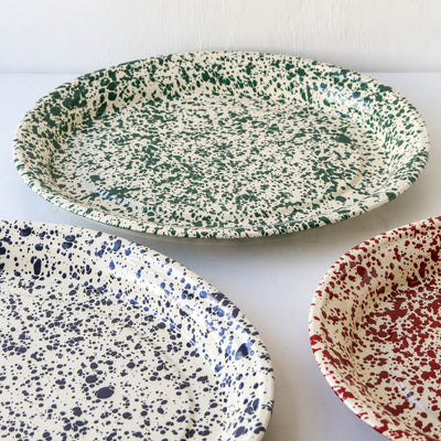 Splatter Enamel Oval Serving Platter