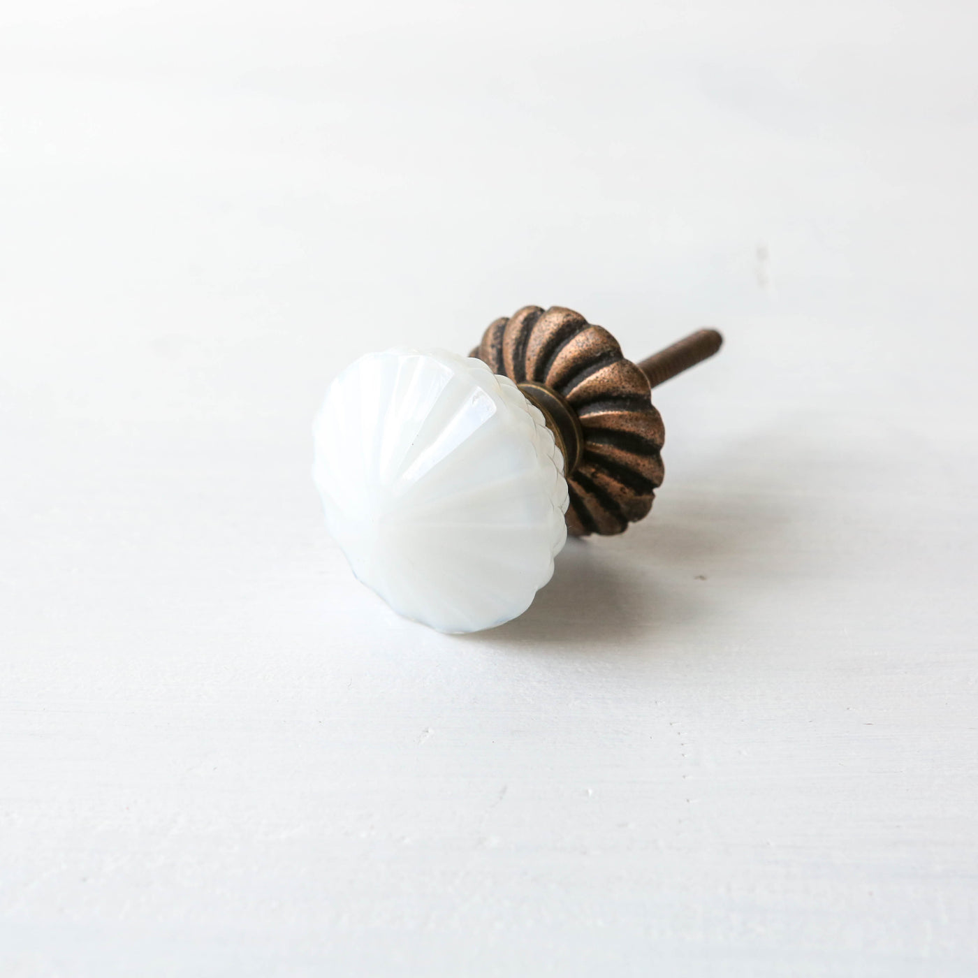 Cut Glass Drawer Knob - White