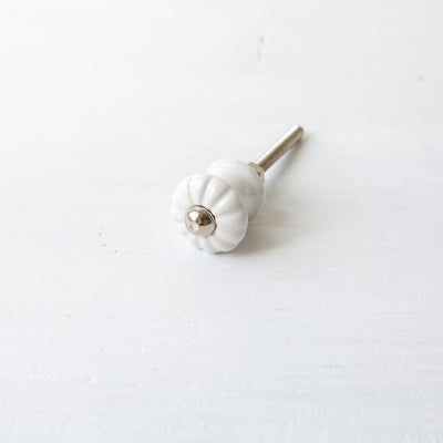 Porcelain Drawer Knob - White Flower