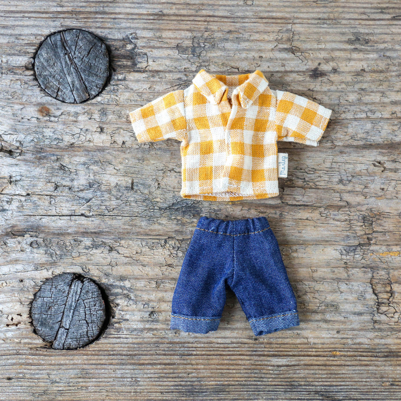 Yellow Checked Shirt & Pants - Dad Mouse Clothes